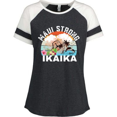 Maui Strong Ikaika Lahaina Banyan Tree Maui Hawaii Shoreline Enza Ladies Jersey Colorblock Tee