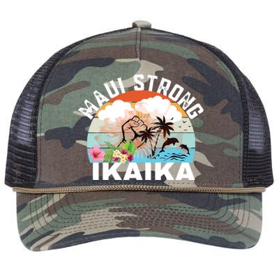 Maui Strong Ikaika Lahaina Banyan Tree Maui Hawaii Shoreline Retro Rope Trucker Hat Cap