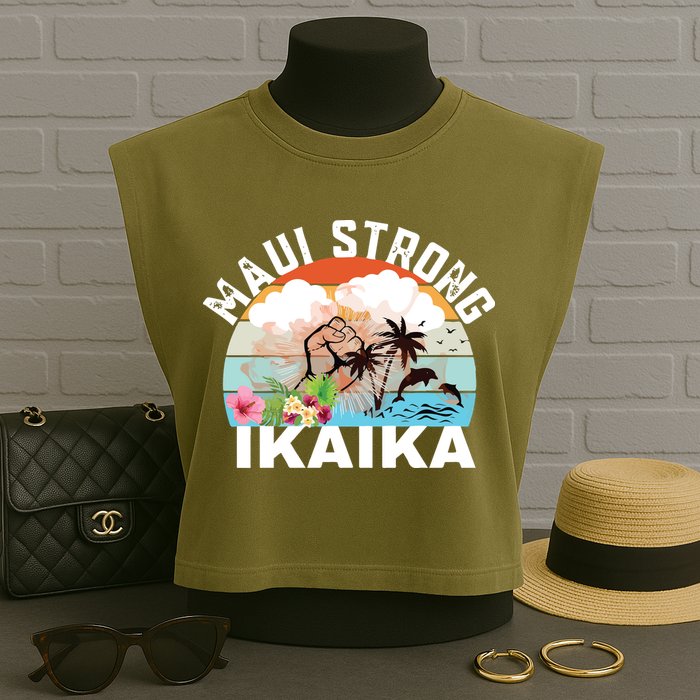 Maui Strong Ikaika Lahaina Banyan Tree Maui Hawaii Shoreline Garment-Dyed Women's Muscle Tee
