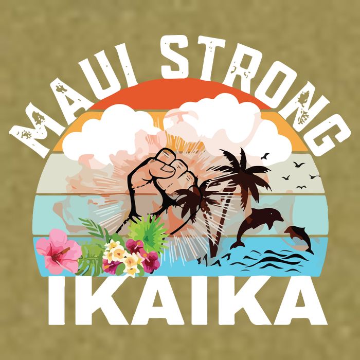 Maui Strong Ikaika Lahaina Banyan Tree Maui Hawaii Shoreline Garment-Dyed Women's Muscle Tee