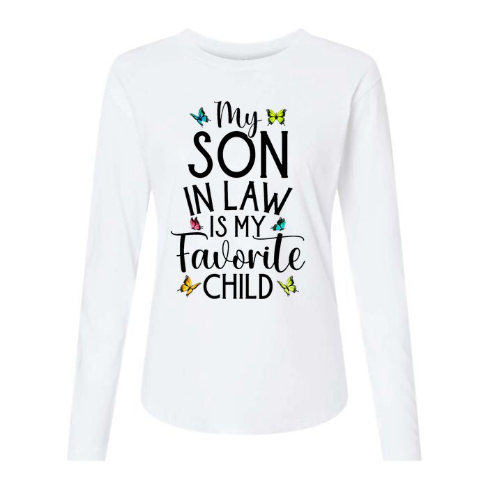 My Son In Law Is My Favorite Child Family Butterfly Design Womens Cotton Relaxed Long Sleeve T-Shirt