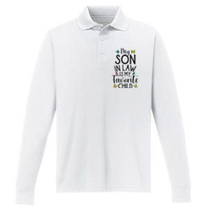 My Son In Law Is My Favorite Child Family Butterfly Design Performance Long Sleeve Polo