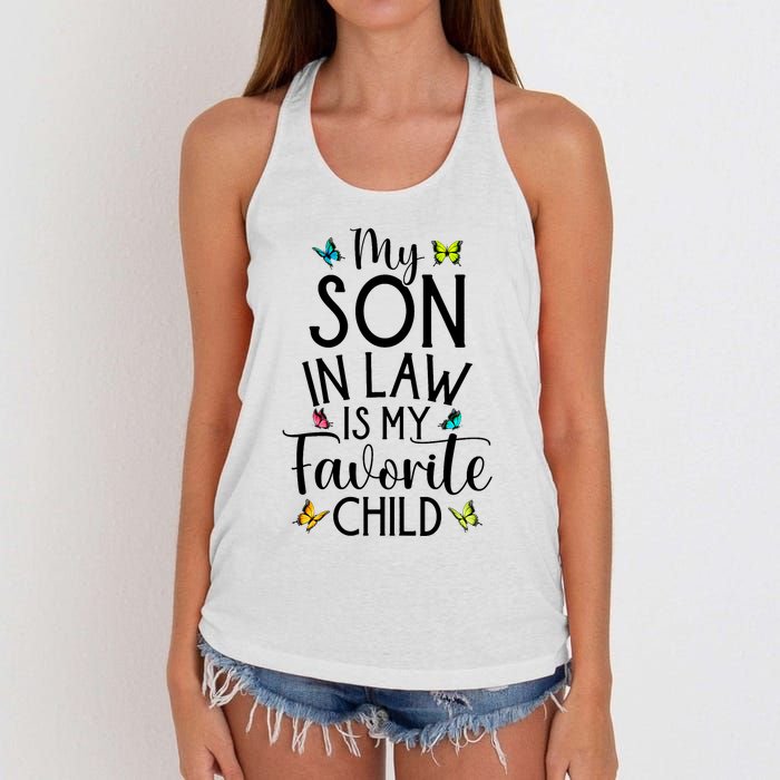 My Son In Law Is My Favorite Child Family Butterfly Design Women's Knotted Racerback Tank