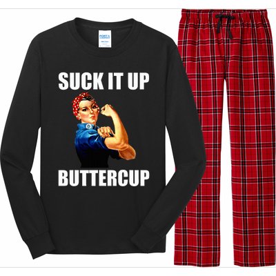 Motivational Suck It Up Buttercup Rosie Riveter Long Sleeve Pajama Set