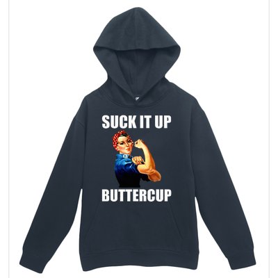 Motivational Suck It Up Buttercup Rosie Riveter Urban Pullover Hoodie