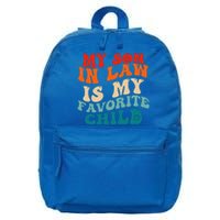 My Son In Law Is My Favorite Child Funny Family Humor Groovy 16 in Basic Backpack