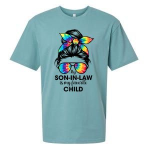 My Son In Law Is My Favorite Child Messy Bun Tie Dye Funny Sueded Cloud Jersey T-Shirt