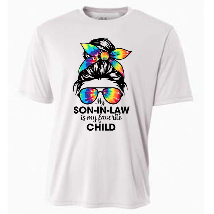 My Son In Law Is My Favorite Child Messy Bun Tie Dye Funny Cooling Performance Crew T-Shirt