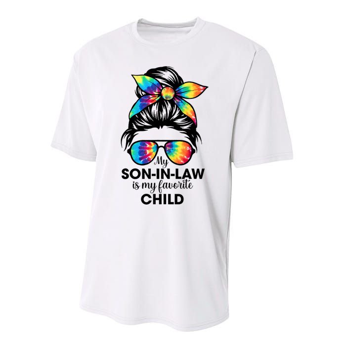 My Son In Law Is My Favorite Child Messy Bun Tie Dye Funny Performance Sprint T-Shirt