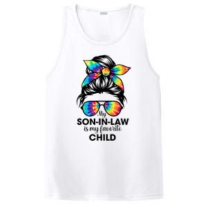 My Son In Law Is My Favorite Child Messy Bun Tie Dye Funny PosiCharge Competitor Tank