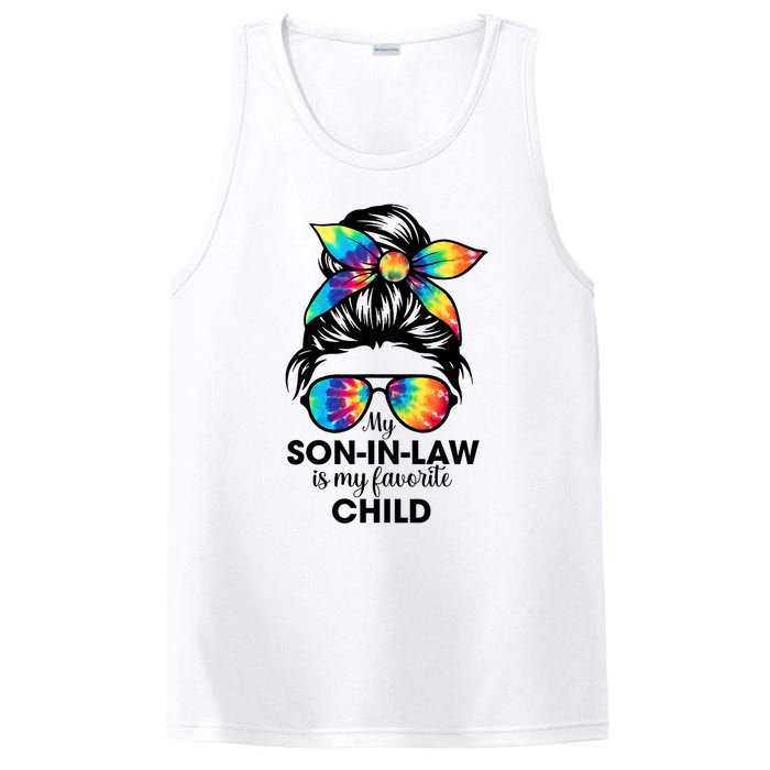 My Son In Law Is My Favorite Child Messy Bun Tie Dye Funny PosiCharge Competitor Tank