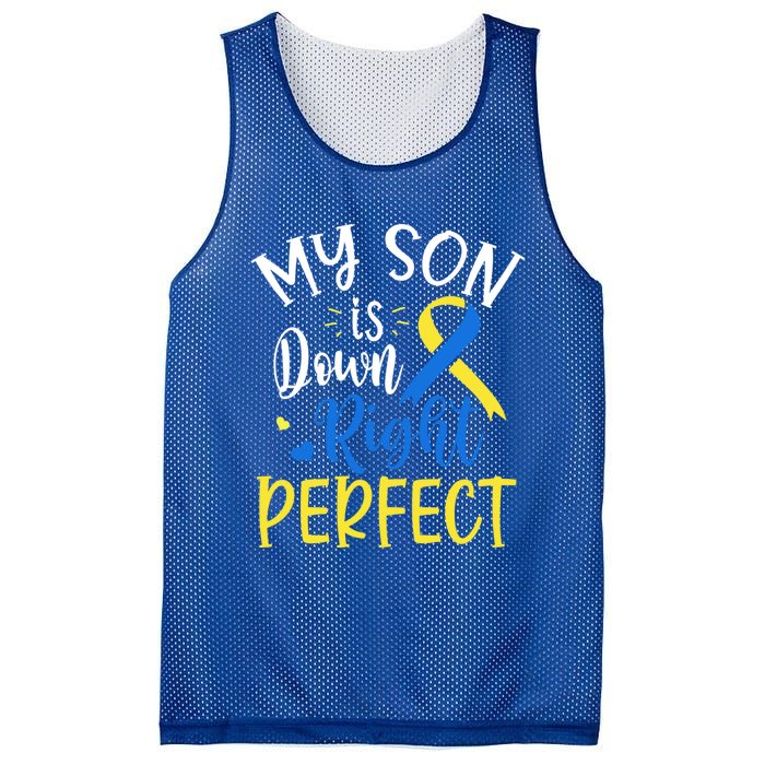 My Son Is Down Right Perfect Down Syndrome Awareness Mom Dad Gift Mesh Reversible Basketball Jersey Tank