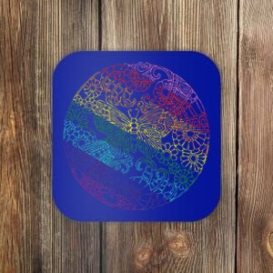 Mandala Symbol In Rainbow Coaster