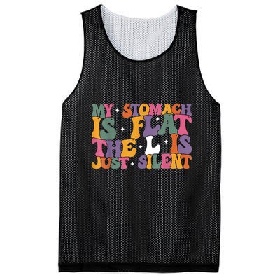 My Stomach Is Flat The L Is Just Silent Funny Fat Chubby Mesh Reversible Basketball Jersey Tank
