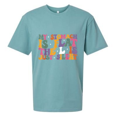 My Stomach Is Flat The L Is Just Silent Funny Fat Chubby Sueded Cloud Jersey T-Shirt