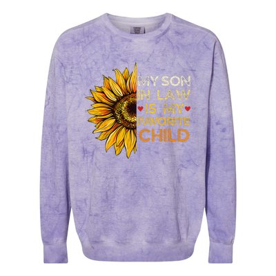 My Son In Law Is My Favorite Child Retro Groovy Sunflower Colorblast Crewneck Sweatshirt