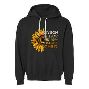 My Son In Law Is My Favorite Child Retro Groovy Sunflower Garment-Dyed Fleece Hoodie