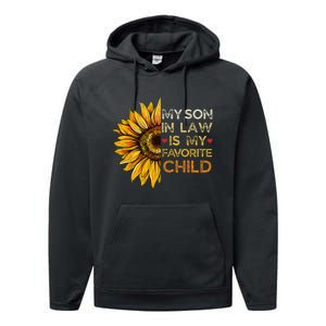 My Son In Law Is My Favorite Child Retro Groovy Sunflower Performance Fleece Hoodie