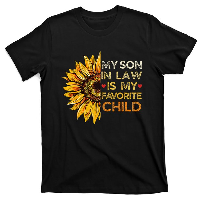 My Son In Law Is My Favorite Child Retro Groovy Sunflower T-Shirt