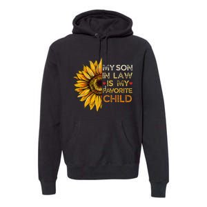 My Son In Law Is My Favorite Child Retro Groovy Sunflower Premium Hoodie