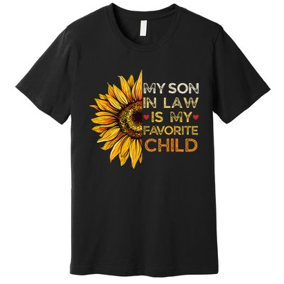 My Son In Law Is My Favorite Child Retro Groovy Sunflower Premium T-Shirt