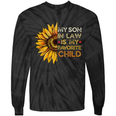 My Son In Law Is My Favorite Child Retro Groovy Sunflower Tie-Dye Long Sleeve Shirt