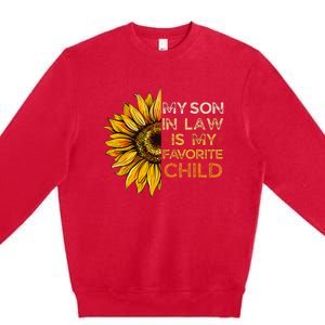 My Son In Law Is My Favorite Child Retro Groovy Sunflower Premium Crewneck Sweatshirt