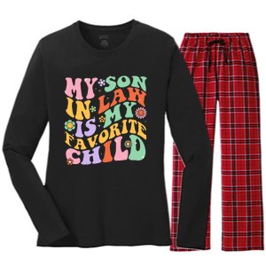 My Son In Law Is My Favorite Child Funny Groovy MotherS Day Women's Long Sleeve Flannel Pajama Set 