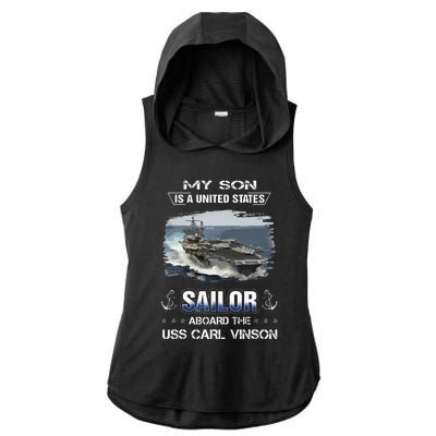 My Son Is A Sailor Aboard The Uss Carl Vinson Cvn 70 Ladies PosiCharge Tri-Blend Wicking Draft Hoodie Tank