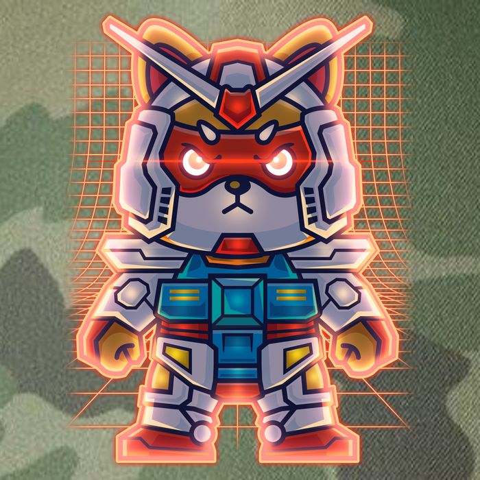 Mecha Shibi Inu Dog Robot Fighter Anime Legacy Tie Dye Trucker Hat