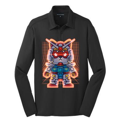 Mecha Shibi Inu Dog Robot Fighter Anime Silk Touch Performance Long Sleeve Polo