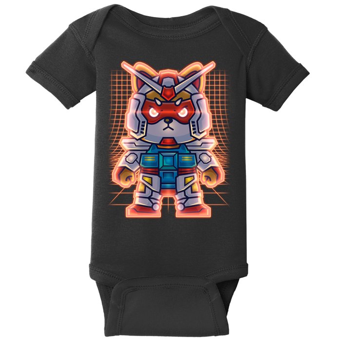 Mecha Shibi Inu Dog Robot Fighter Anime Baby Bodysuit