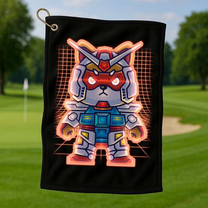 Mecha Shibi Inu Dog Robot Fighter Anime Golf Towel