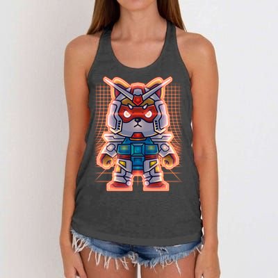 Mecha Shibi Inu Dog Robot Fighter Anime Women's Knotted Racerback Tank
