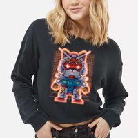 Mecha Shibi Inu Dog Robot Fighter Anime Cropped Pullover Crew