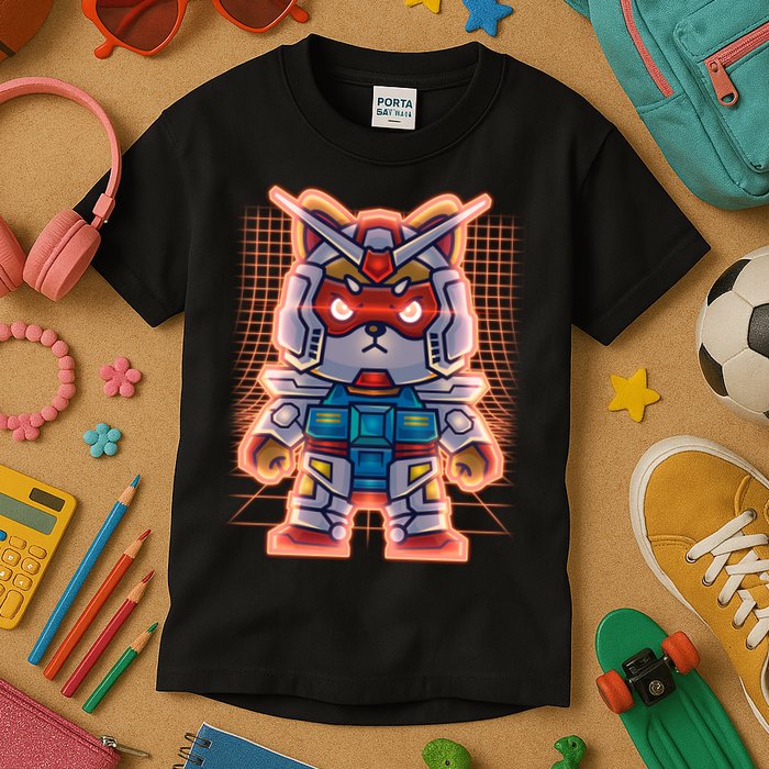 Mecha Shibi Inu Dog Robot Fighter Anime Kids T-Shirt