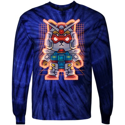 Mecha Shibi Inu Dog Robot Fighter Anime Tie-Dye Long Sleeve Shirt