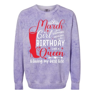 March Stepping Into My Birthday High Heel Pisces Queen Meaningful Gift Colorblast Crewneck Sweatshirt