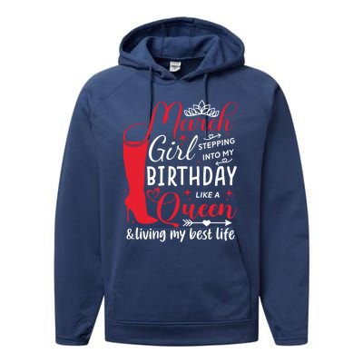 March Stepping Into My Birthday High Heel Pisces Queen Meaningful Gift Performance Fleece Hoodie