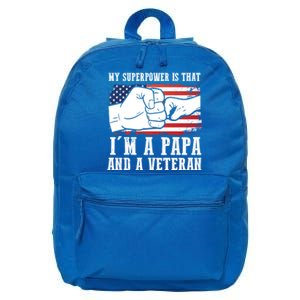 My Superpower Is That I'm A Papa And A Veteran Father Gift 16 in Basic Backpack