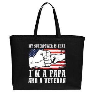 My Superpower Is That I'm A Papa And A Veteran Father Gift Cotton Canvas Jumbo Tote