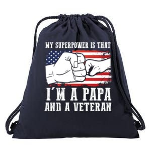 My Superpower Is That I'm A Papa And A Veteran Father Gift Drawstring Bag