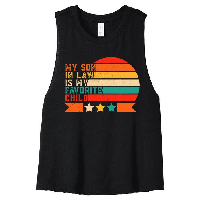 My Son In Law Is My Favorite Child Retro Color Motherinlaw Women's Racerback Cropped Tank