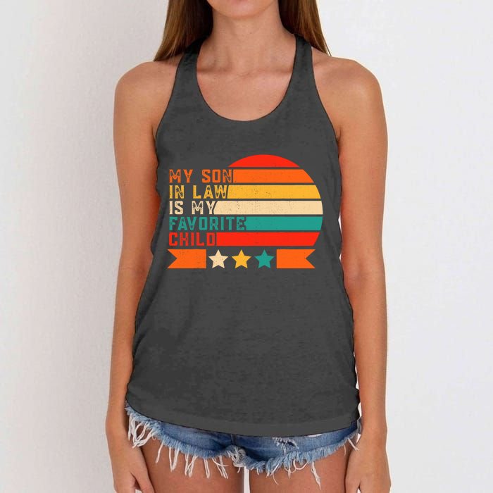 My Son In Law Is My Favorite Child Retro Color Motherinlaw Women's Knotted Racerback Tank