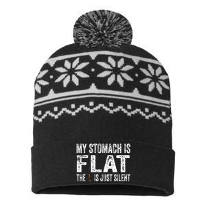 My Stomach Is Flat The L Is Just Silent Funny Meme USA-Made Snowflake Beanie