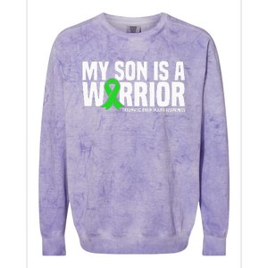 My Son Is A Warrior Traumatic Brain Injury Awareness Colorblast Crewneck Sweatshirt