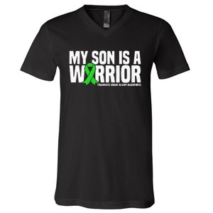 My Son Is A Warrior Traumatic Brain Injury Awareness V-Neck T-Shirt