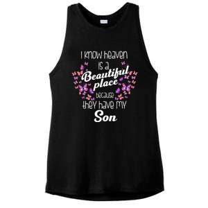 My Son Is My Guardian Angel In Heaven Grief To Son Ladies PosiCharge Tri-Blend Wicking Tank