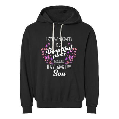 My Son Is My Guardian Angel In Heaven Grief To Son Garment-Dyed Fleece Hoodie