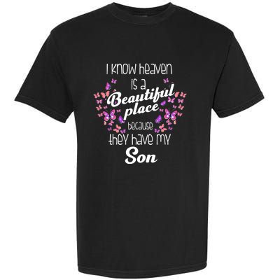 My Son Is My Guardian Angel In Heaven Grief To Son Garment-Dyed Heavyweight T-Shirt